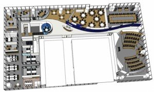 New center's floor plan;  Rendering by M Moser Associates. 
