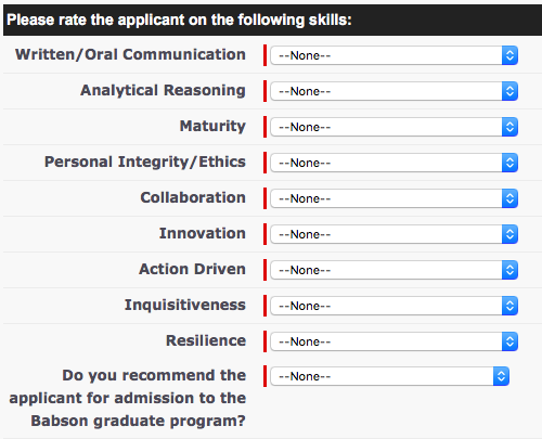 Babson / Olin MBA Recommendation Questions