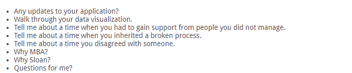 mba interview report