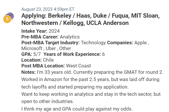Strong Chilean MBA candidate, who was recently laid off, and needs to take the GMAT.