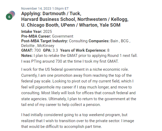 MBA candidate with significant federal experience, looking to transition to the private sector and consulting. 