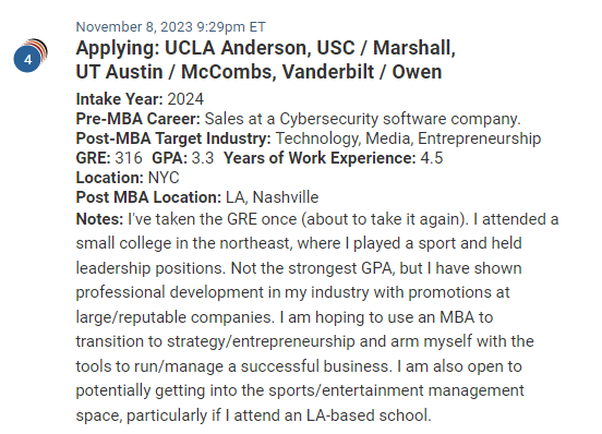 MBA candidate working in tech sales, looking at the MBA to help relocate to the west coast or Nashville.