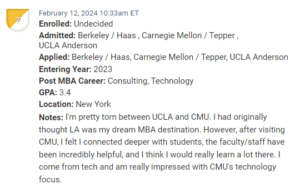 MBA candidate who is debating between UCLA Anderson and CMU Tepper. 