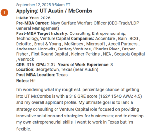 MBA applicant from the Naval Academy, but with a low GPA.