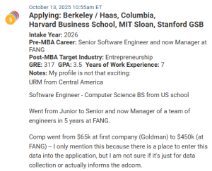 MBA applicant with a huge pre-MBA salary, but low GRE score.