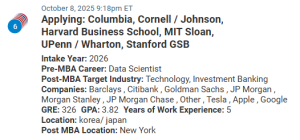 MBA applicant who is a data scientist, and wants to transition to investment banking.