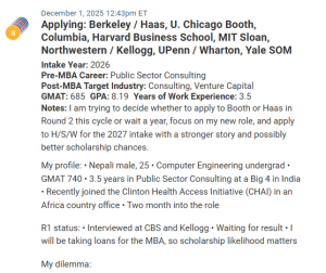 MBA applicant from Nepal who is now working in Africa.