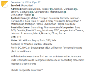 MBA applicant deciding between McDonough and Goizueta.