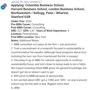 MBA applicant from MBB and returning to MBB.