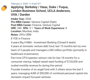 MBA applicant with a perfect 340 GRE score.