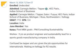 MBA applicant deciding between Kenan Flagler and Tepper.