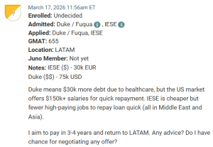 MBA applicant who is from Latin America. Deciding between Fuqua and IESE.