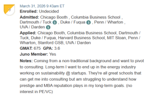 MBA applicant choosing between Tuck and Wharton, and several other opportunities.