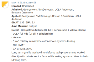 MBA candidate who is choosing between Georgetown McDonough and UCLA Anderson.