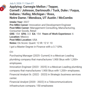 MBA applicant from Mexico.