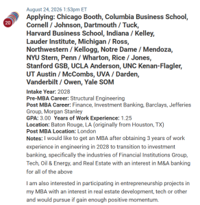 MBA applicant who wants to pivot to investment banking