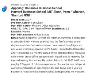 MBA applicant from Austria with a 332 GRE score.